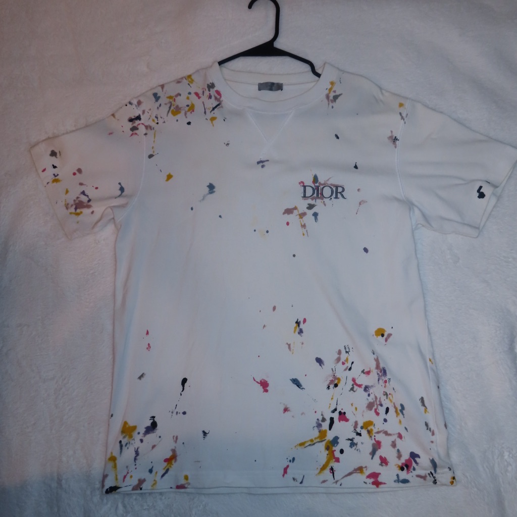 Dior Multicolor Splatter Short Sleeve Tee - White